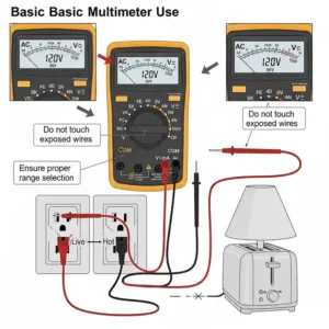 Ein Diagramm, das zeigt, wie man einen Multimeter richtig verwendet, um multimeter günstig kaufen.