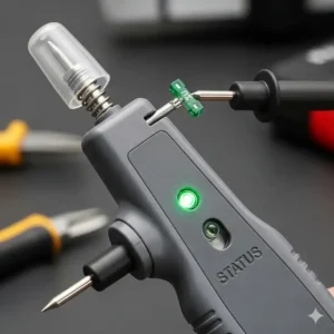 Ein Sicherungsprüfer mit einer LED-Anzeige, die leuchtet, wenn die Sicherung intakt ist.