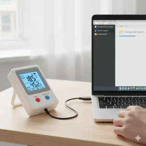 Übertragen der Datalogger Temperatur Feuchtigkeit Daten per USB auf einen PC.