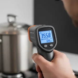 Nahaufnahme der Emissionsgradeinstellung, ein entscheidendes Element für den Infrarot thermometer test.