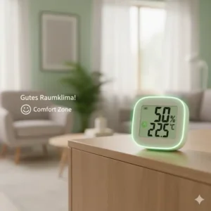 Hygrometer wohnung digital zeigt die komfortzone des raumklimas an.