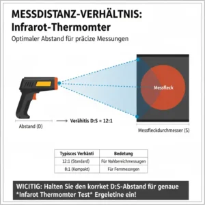 Grafik zur Erklärung des optimalen Abstandsverhältnisses für genaue Infrarot thermometer test-Messwerte.