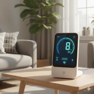 Nahaufnahme des Displays: Kritische PM2.5-Werte im Blick, wenn Sie ein Feinstaubmessgerät kaufen.