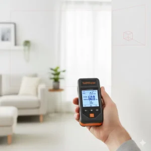 Die Flächenberechnungs-Funktion am Display im Laser Entfernungsmesser Test.