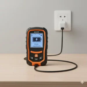 Ladevorgang des Gasdetektor tragbar über USB zur Betonung der Akkulaufzeit.