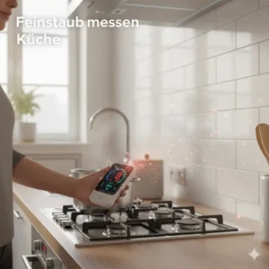 Messung in der Küche: Das handliche Feinstaubmessgerät kaufen und die Feinstaubbelastung beim Kochen prüfen.