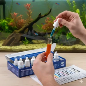 Detaillierter Aquarium Wasser Messgerät Testkoffer mit Reagenzien.