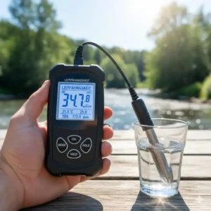 Ein tragbares, digitales Leitfähigkeit Messgerät Wasser für Vor-Ort-Tests.