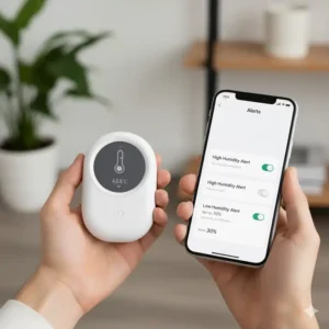 Konfigurationsbildschirm, um Benachrichtigungen über die smart hygrometer app steuerung für kritische Werte einzustellen.
