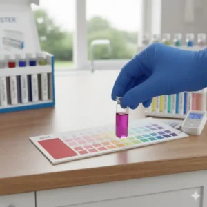 Teströhrchen zeigt die Farbveränderung für Nitrat- und Nitritwerte im wasserqualität test set.