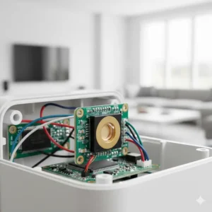 Detailansicht: Der CO2-Sensor des Luftqualitätsmessgerät Test erkennt erhöhte Kohlendioxidkonzentrationen