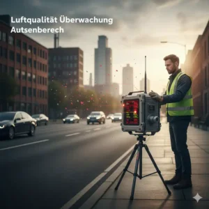 Professionelles Gerät zur Messung der Luftqualität im Außenbereich; jetzt ein Feinstaubmessgerät kaufen und Umweltbelastung messen.