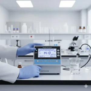 Kalibrierung des Leitfähigkeit Messgerät Wasser mit einer Standardlösung.