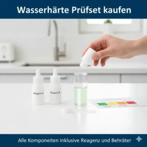 Umfangreiches Wasserhärte Messgerät kaufen Prüfset: Alle Reagenzien und Zubehörteile enthalten.