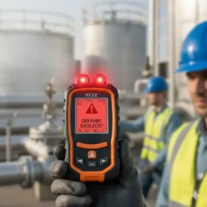 Rote Warnleuchte und akustischer Alarm des Gasdetektor tragbar bei hoher Gaskonzentration.