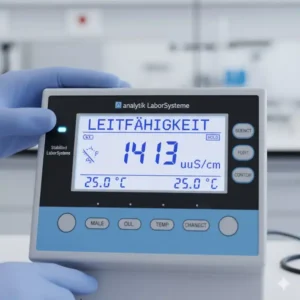 Display-Anzeige des genauen Leitfähigkeit Messgerät Wasser-Wertes ($\mu S/cm$).