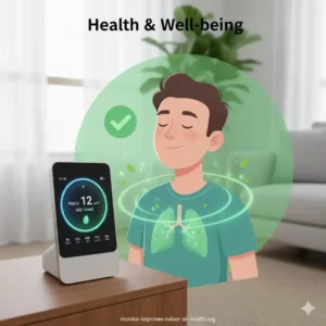 Verbesserte Raumluftqualität und Gesundheit dank der Echtzeit-Rückmeldung vom smarter Luftqualitätsmonitor.
