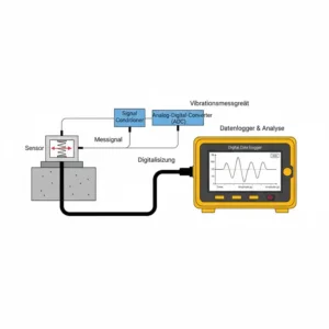 Schematische Ansicht: Das Messprinzip des vibrationsmessgerät bau erklärt.