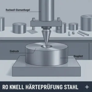 Rockwell Härteprüfgerät Stahl: Darstellung des Kegel-Diamanten zur schnellen Prüfung.