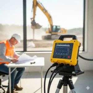 Digitale Datenaufzeichnung des vibrationsmessgerät bau während der Bauarbeiten.