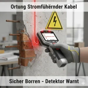 Anwendung des kabel und rohr detektor zur Ortung stromführender Leitungen.