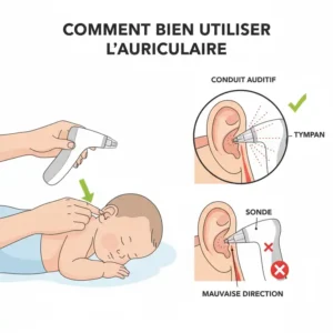 Diagramm zur korrekten Anwendung vom ohrthermometer baby.