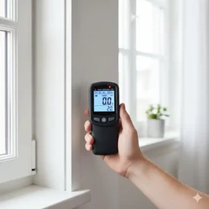 Anwendung des schimmel messgerät wohnung zur Erkennung von Kältebrücken am Fenster.