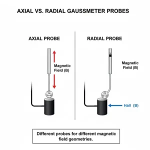 Vergleich von axialen und radialen Sonden, die am Gaussmeter Magnetfeld Messungen in verschiedenen Winkeln ermöglichen.