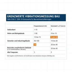 Tabelle der zulässigen Grenzwerte, basierend auf dem Einsatz des vibrationsmessgerät bau.