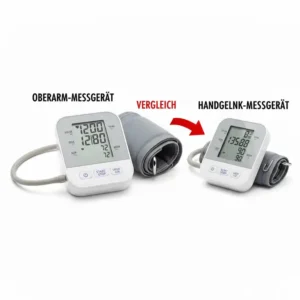 Vergleich: Handgelenk und Blutdruckmessgerät Oberarm.