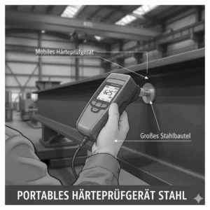 Mobiles Härteprüfgerät Stahl zur zerstörungsfreien Härteprüfung von großen Bauteilen.