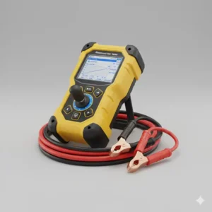 Das robuste Design des mobilen Batterietester Industrie Geräts für den Einsatz vor Ort.