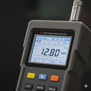 Digitalanzeige des materialstärke messgerät mit dem gemessenen Dickenwert.