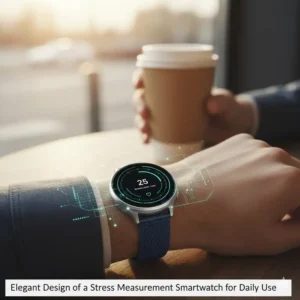 Das elegante Design der stress messgerät smartwatch am Handgelenk im Alltag.