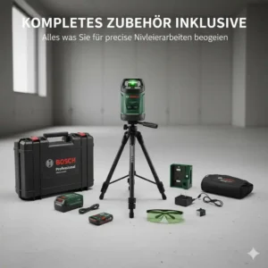 Das komplette Set mit Stativ und Koffer für den 360 grad kreuzlinienlaser.