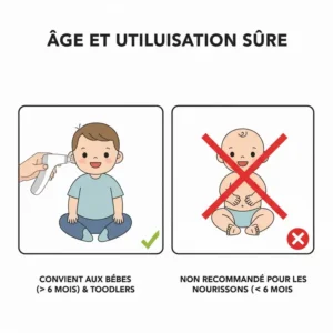 Illustration der sicheren Nutzung von ohrthermometer baby bei Kleinkindern.