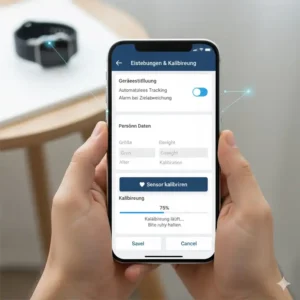 Benutzereinstellungen und Kalibrierung eines Schlaftracker Messgeräts für genaue Messungen.