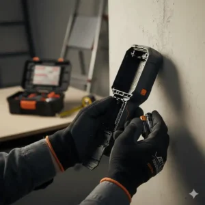 Detail des Batteriefachs des Leitungsfinder Metall Detektor für schnellen Austausch.