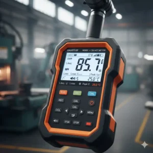 Nahaufnahme von einem digitalen lärmmessgerät industrie mit präziser Dezibel-Anzeige auf dem Display.