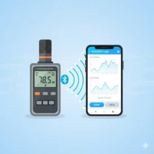 Ein schallpegelmesser bluetooth mit aktiver Datenlogger-Funktion zur Echtzeit-Analyse.