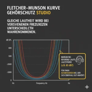 Diagramm zur Fletcher-Munson-Kurve für die Nutzung mit einem db messgerät musik studio.