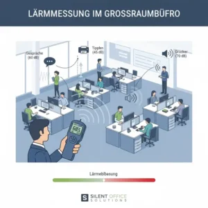 Akustik-Check im Großraumbüro mit dem schallpegelmesser büro.