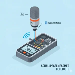 Technische Zeichnung der inneren Bauteile von einem schallpegelmesser bluetooth.