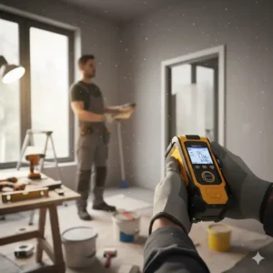 Anzeige der Flächenberechnung auf dem laser messgerät heimwerken für die Materialbestellung.
