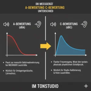 Erklärung der A- und C-Gewichtung bei einem technischen db messgerät musik studio.