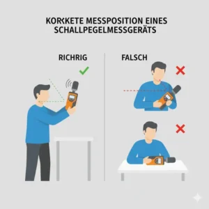 Anleitung zur optimalen Positionierung und korrekten Handhabung des Schallpegelmessgerät zuhause.