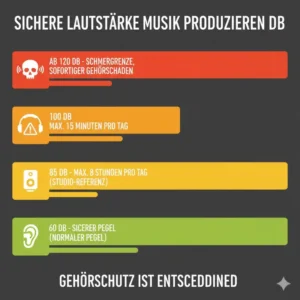 Tabelle der sicheren Expositionszeiten gemessen mit einem db messgerät musik studio.
