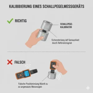 Visualisierung des Kalibrierungsprozesses, um die Genauigkeit des Schallpegelmessgerät zuhause zu gewährleisten.