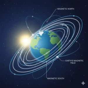 Illustration der geomagnetischen Feldlinien der Erde, messbar mit einem erdmagnetfeld messgerät.