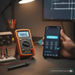 Die einfache Kopplung und Verbindung für das Multimeter mit Bluetooth-App auf dem Smartphone.